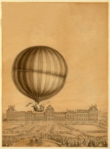 Den första bemannade gasballongflygningen, 1 december 1783, c.1783 av French School
