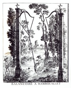 Trädgårdsgungan vid Rambouillet, från Details des Nouveaux Jardins a la Mode av George Louis le Rouge, publicerad 1775-78 av French School