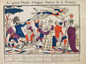 The Great Money Devil (färgad gravyr) av French School