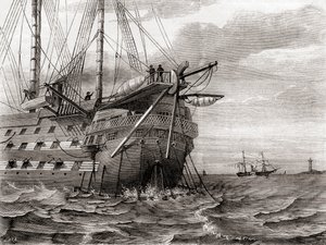 HMS Agamemnon lägger den transatlantiska telegrafkabeln, 2 augusti av French School