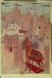 "Trojas historia" av Raoul Lefevre (tryck) av French School