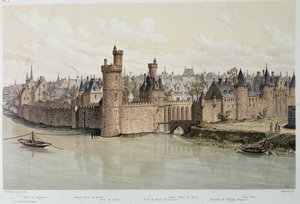 Hotellet och tornet i Nesles 1380 - i "Paris genom tiderna", sent 1800-tal av French School