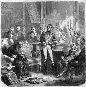Jesuiterna vid Karl X:s hov (1757-1836), kung av Frankrike. Gravyr i "Historien om påvarna-kungarna-drottningarna och kejsarna genom århundradena"" av Maurice Lachatre av French School