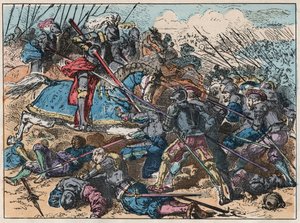 Kungen av Frankrike Francois I (1494-1547) vid slaget vid Marignan den 13 och 14 september 1515 - Francois I (1494-1547) vid slaget vid Marignano av French School