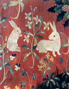 The Lady and the Unicorn: "Taste", detalj av två kaniner av French School
