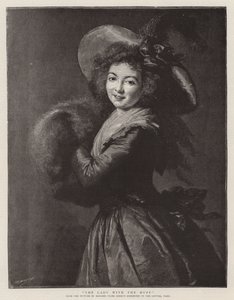 Damen med muffen (gravyr) av French School