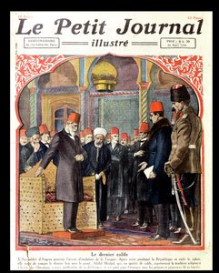 Den siste kalifen, Abdul Majid II (1868-1944) avsatt från tronen av Ankara-församlingen, från Le Petit Journal, 1924