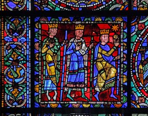 The Life of Christ window: The Adoration of Magi - (med nästa panel) (w50) av French School