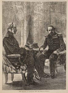 Mötet mellan Napoleon och kungen av Preussen, september 1870, illustration från Cassells historia om kriget mellan Frankrike och Tyskland, 1870-1871 av French School
