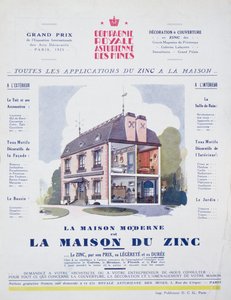 The Modern House är ett zinkhus, annons från tidningen LArt Menager, maj 1927 av French School
