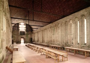The Monks Refectory, interiörvy av klostret, 1217 av French School