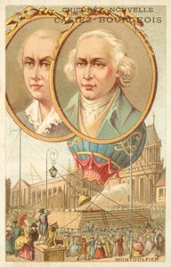 Bröderna Montgolfier (chromolitho) av French School
