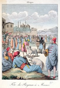 Den muslimska festivalen Eid-el-Kabir i Marocko, 1811 av French School