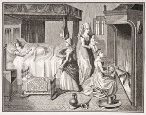 The New Born Child, efter en miniatyr från 1400-talet i 