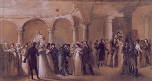 Peristylen på Theatre Francais, c.1822 av French School