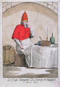 Påven äter Roquefortost, 1791 av French School