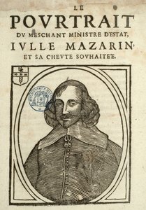 Porträttet av den onde statsministern Iulle Mazarin och hans önskade djävul, Politisk broschyr under slungan av French School