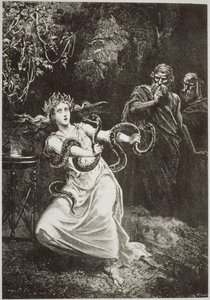 The Pythia, från LHistoire de la Magie av Paul Christian, illustrerad i History of Magic, publicerad i slutet av 1800-talet av French School