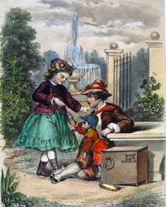 Den lilla apan (färg litho) av French School