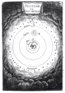 The Solar System of Rene Descartes (1596-1650) från Description de lUnivers av Alain Manesson Mallet (1630-1706) 1683 av French School