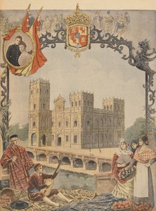 Den spanska paviljongen vid världsutställningen 1900, Paris, illustration från Le Petit Journal, 4 mars 1900 av French School