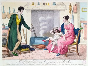 Det bortskämda barnet eller de löjliga föräldrarna, tidigt 1800-tal av French School