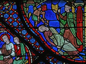 St James Window: Filetus är bunden med en magisk besvärjelse av Almogenes (Hermoniges) (w5) av French School