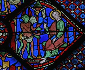 The St James Window: demoner klagar till St James (w5) av French School