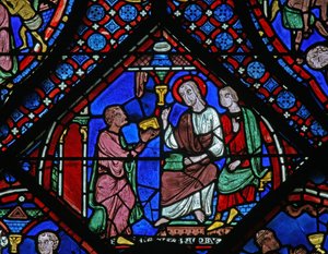 St James Window: han möter Filetus med sin magiska bok (w5) av French School