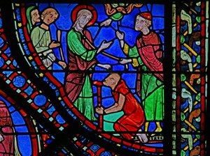 St James Window: helar en förlamad person (w5) av French School