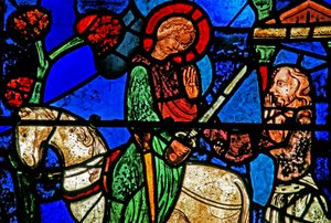 St Martin-fönstret: helgonet delar sin mantel (w20) av French School
