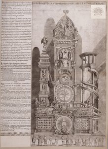 Strasbourgs katedralklocka (gravyr på papper) av French School
