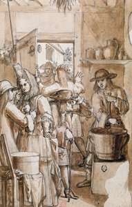 Theriac Seller (wc på papper) av French School
