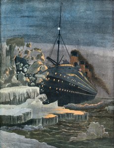 Titanic kolliderar med ett isberg. av French School
