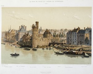 Tornet i Nesles och Hotel de Guenegaud 1650 - i "Paris a travers les ages", sent 1800-tal av French School