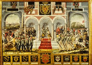 Cateau-Cambresis-fördraget och omfamningen av Henri II (1519-59) av Frankrike och Filip II (1527-98) av Spanien, 2-3 april 1559 av French School