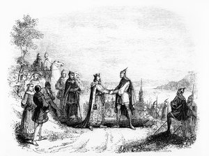 Fördraget i Saint Clair-sur-Epte mellan Karl III den enkle (879-929) kung av Frankrike (898-923) och Rollo vikingen 911 av French School