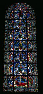 The Tree of Jesse, lansettfönster i västra fasaden (målat glas) (detalj av 98062) av French School