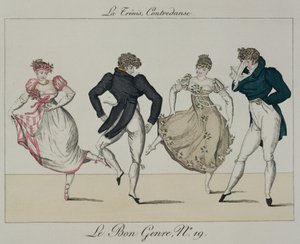 Trenis Quadrille, tallrik 19 från Le Bon Genre, 1805 av French School