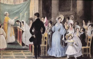 Bröllopsceremonin, ca 1830 (wc på papper) av French School