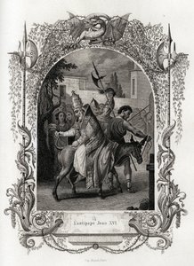 Motpåven Johannes XVI (997 till 998). Gravyr för att illustrera Histoire des popes av Maurice Lachatre (1814-1900), Librairie du Progres, Paris. av French School