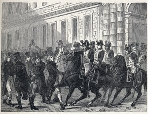 Armén skingrade deputeradena under statskupp som organiserades av majoriteten av direktionen mot rojalisterna i Councils of Ancients och Five Cents (Five Cents) den 4 september av French School