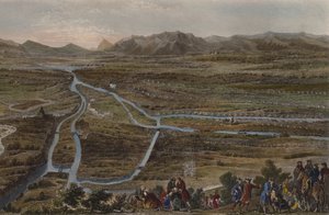 Slaget vid Cassano den 16 augusti 1705, graverat av Chavanne (färgstick)