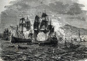 Bombardementet av Alger i augusti 1682 av Abraham Duquesne - (gravyr) 1864 av French School