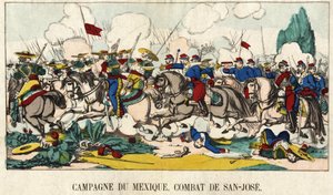 Kaptenen av Foucauld i slaget vid San Jose (San Jose) under den mexikanska kampanjen (1862-1867), epinal bild 1800-talet av French School
