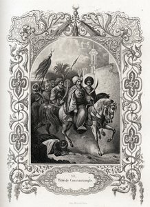 De osmanska styrkornas erövring av Konstantinopel 1453. Gravyr för att illustrera Histoire des popes av Maurice Lachatre (1814-1900), librairie du progres, Paris. av French School