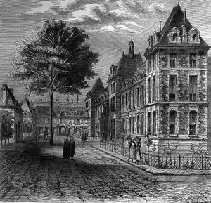 Hovet vid Saint Louis Hospital i Paris i slutet av 1500-talet. av French School