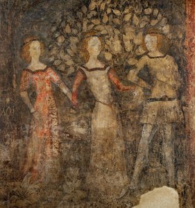 Dansen, hövisk scen ... (fresco) av French School