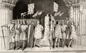Det döda spädbarnet Jean I (1316) den postume utropade till kung vid hans begravning, från 