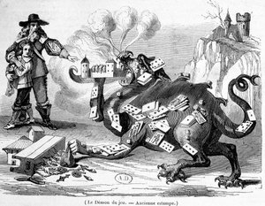 Spelets demon - fransk allegorisk gravyr av French School